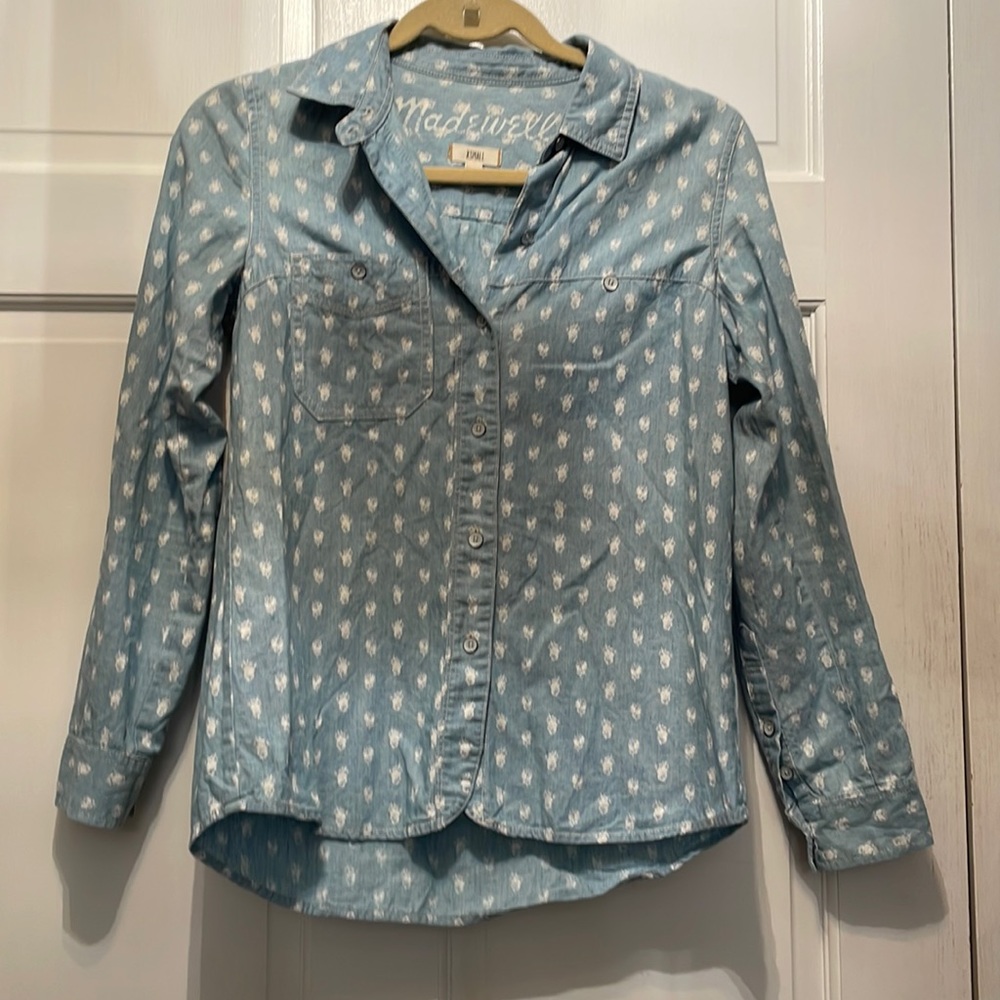 Madewell Floral Bud Chambray Button Up Top